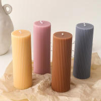 Molde De Vela Geométrico Y Rayado Fácil Desmoldado DIY Cilíndrico Con Tapa Plana De Acrílico Para Fabricación De Velas Suministros De Arte Decoración Del Hogar - details 8