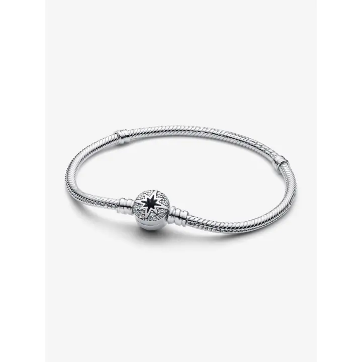 Pandora - Pulsera de Cadena de serpiente con Cierres de Estrella del Norte-Plata de Ley - 1