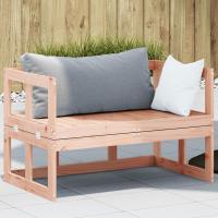 vidaXL Banco sofá de jardín extensible madera maciza de pino en color Blanco/Douglas natural/Marrón cera - details 1