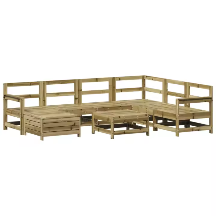 vidaXL Juego de sofás de jardín 8 pzas madera de pino impregnada - 1