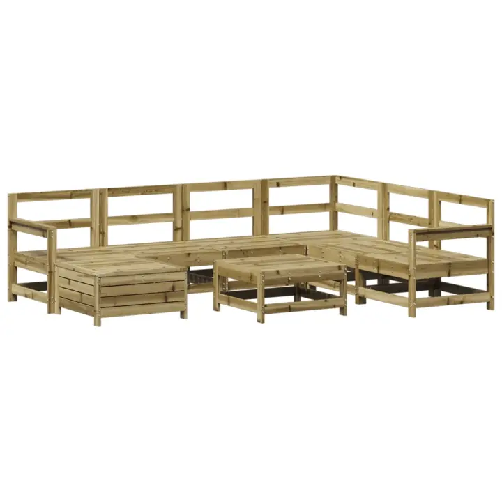 vidaXL Juego de sofás de jardín 8 pzas madera de pino impregnada - 1