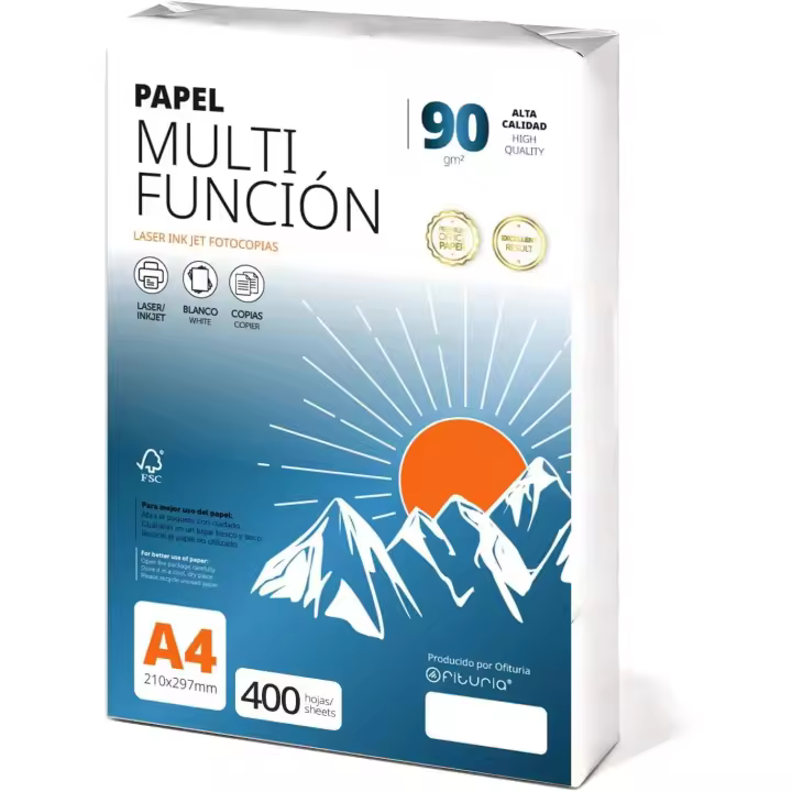 Folios a4 90gr 400 hojas, Papel Multiusos para Impresora, Folios para Impresoras Láser y de Inyección, Fotocopiadora, Para uso Oficina, Material Escolar, Paquete de folios - Ofituria - 1