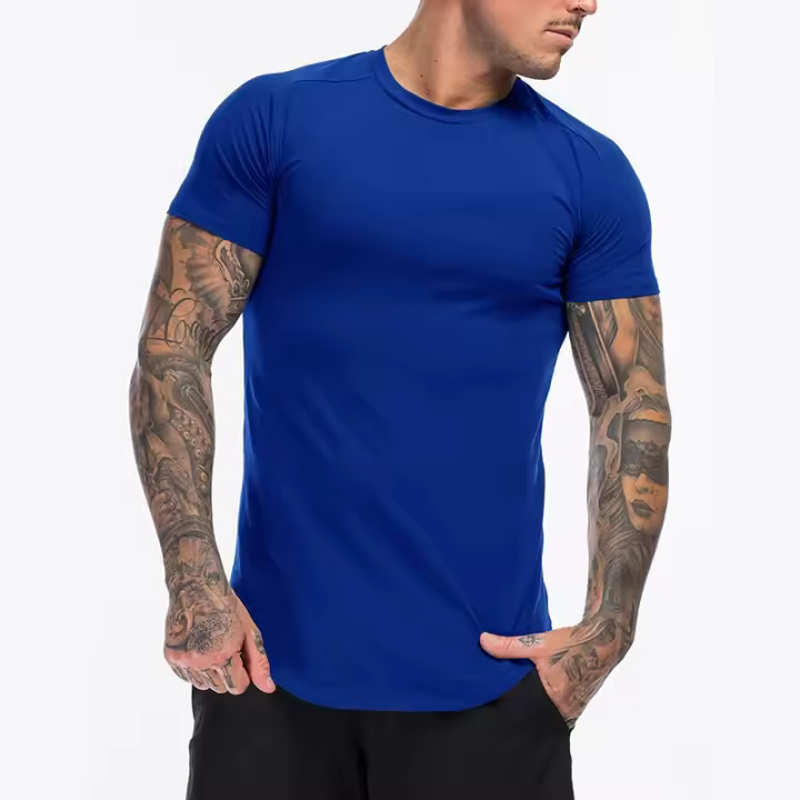 Camiseta De Algodón Para Hombre Deportiva Transpirable Camiseta De Verano Para Gimnasio Manga Corta Estilo Casual Camiseta Ajustada - 1