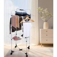 Perchero de pie, multifuncional, de tres capas, para toallas, plegable, con forma de ala, en forma de torre, apto para exteriores, balcón, dormitorio y sala de estar. - details 2