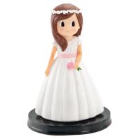 Figura para pastel de comunión niña 17cm. Figura fabricada en resina y peana de madera, perfecta para decoración de tartas de comunión y regalo especial para la niña que realiza la comunión. - details 2