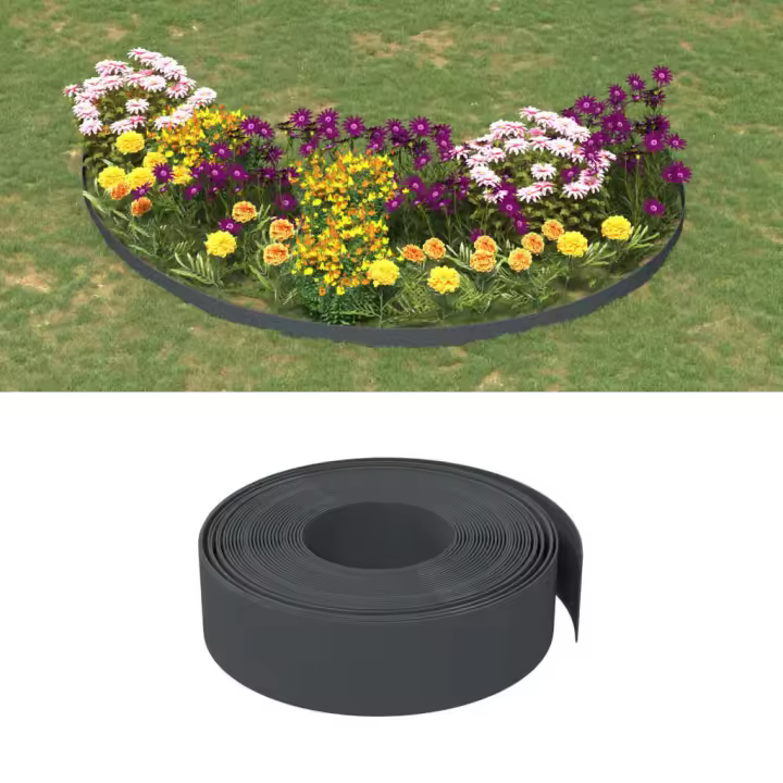 vidaXL Borduras de jardín 3 uds polietileno gris 10 m 15 cm - 1