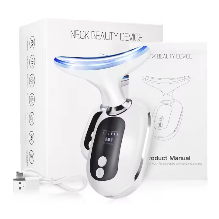 Masajeador EMS Estiramiento Piel Cuello Belleza Eliminación Arrugas Doble Mentón Therapy Luz Roja - 1