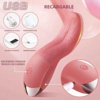 Vibrador Realista Con Lengua Para Estimulación De G-Spot Y Clítoris Juguetes Sexuales Para Adultos USB Control Remoto Silicone - details 5