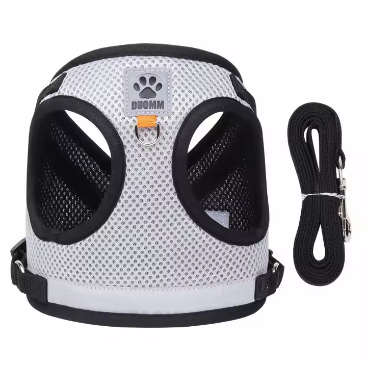 Correa Y Arnes Para Perro Y Gato De Malla Transpirable Para Verano Con Reflejos Seguro Para Chihuahua Yorkies Arnes De Cuello Básico Para Mascotas - 1