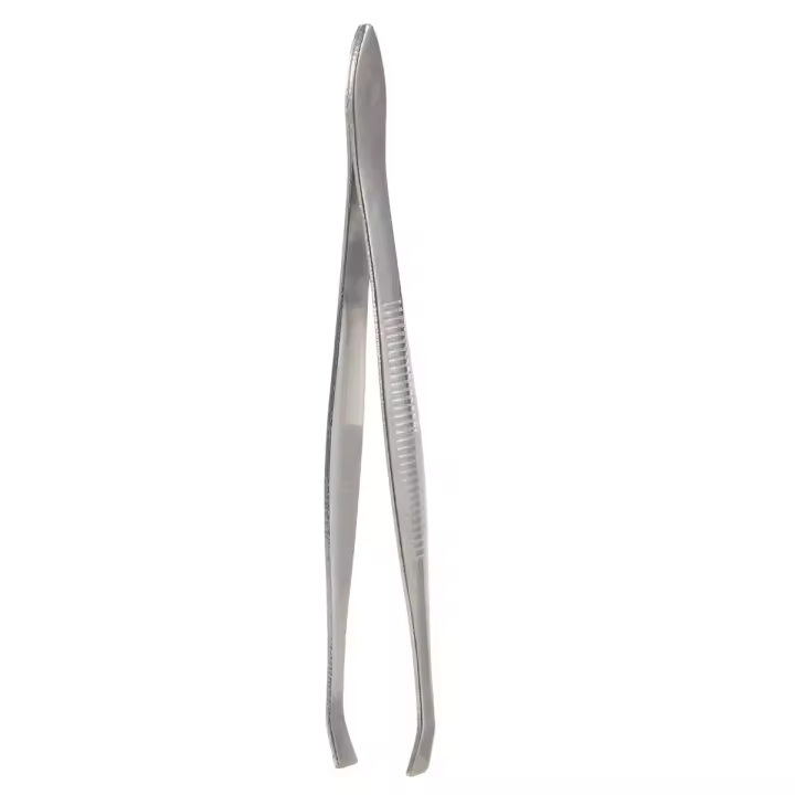 Pinzas de Metal para cejas, punta plana inclinada, tono plateado, herramienta cosmética para dama - 1