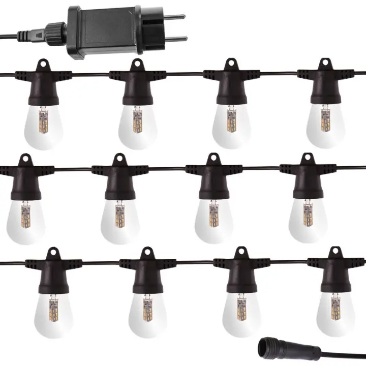 Lola Home Kit de guirnalda jardín extensible negra con 12 casquillos y 12 bombillas led reemplazables transparentes de 7 metros Quinta - 1