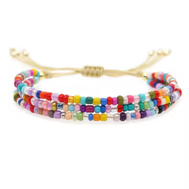 Pulsera Bohemia De Go2boho Con Tres Círculos Y Cuentas De Vidrio Joyería Simple De Moda Para Amistad Regalo Para Hombres Y Mujeres - 1