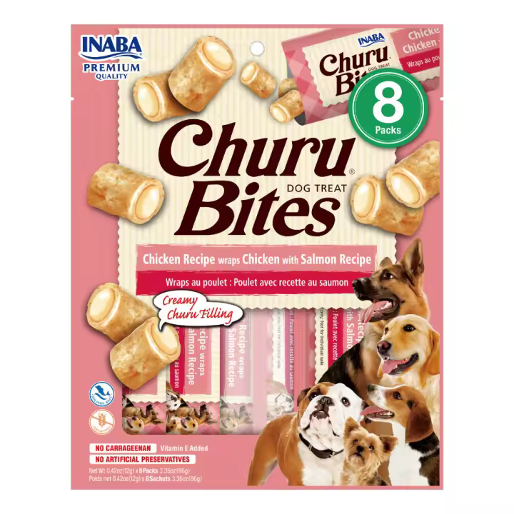 Inaba Churu Bites de Pollo y Salmón Snacks para Perros - 8 uds de 8 x 12gr - 1