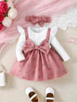 2PCS Vestido De Princesa Para Bebé Girla 0-2 Años Con Manga Larga Estampado De Flores Gran Lazo Vestido De Moda Para Bebé Niña Otoño - details 3