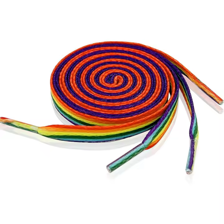 2 Pares Cordones Elasticos, 120cm/47in Arco Iris Cordón de Zapato, Cordones de Colores de Arcoíris, Cordones Planos Largos para Zapatillas Deportivas, Correr, Adultos, Niños - 1