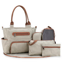 Set De 7 Bolsos Para Mudar El Bebé Multifuncional Tote Bag Mummy Bolsa De Viaje Con Alforja Para Bebé Material De Tela Cierre De Cremallera - details 0