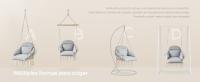SONGMICS Hamaca Silla, Silla Colgante, Cojín Grande y Grueso, Boho para Dormitorio, Balcón, Jardín, Sala de Estar, Soporta hasta 120 kg, Incluyen Accesorios,  Blanco Crema y Gris Paloma/Gris Paloma/Blanco Crema - details 1