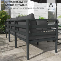 Outsunny Conjunto de Muebles de Jardín 7 Piezas Juego de Muebles de Terraza Incluye 5 Módulos de Sofá de Exterior con Cojines y 2 Mesas de Centro para Patio Gris - details 3