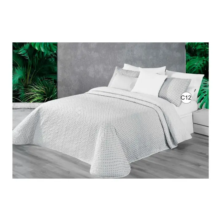 Colcha Bouti Reversible Manterol  Cama 135 SUMMER 122 - Estampado de Motas en Rosa o Gris o Azul - Ropa de Cama de Alta Calidad - 1