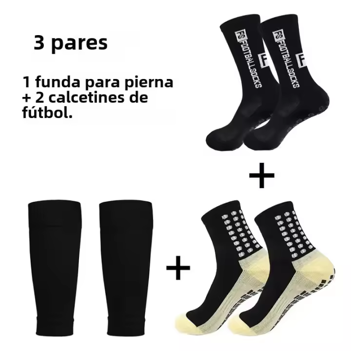 3 Pares De Calcetines Y Protecciones De Rodilla Para Hombres Non Slip Para Fútbol Y Baloncesto Calcetines De Terciopelo De Nylon De Altura Rodilla Protección De Calf Para Deportes Adultos Y Adolescentes - 1