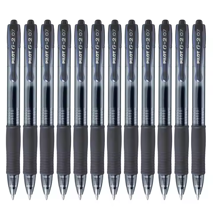 Pilot G2 07 Bolígrafo Retráctil Tinta de Gel Punta 0,7mm Recargable Color Negro (Pack de 12 Uds.) - 1