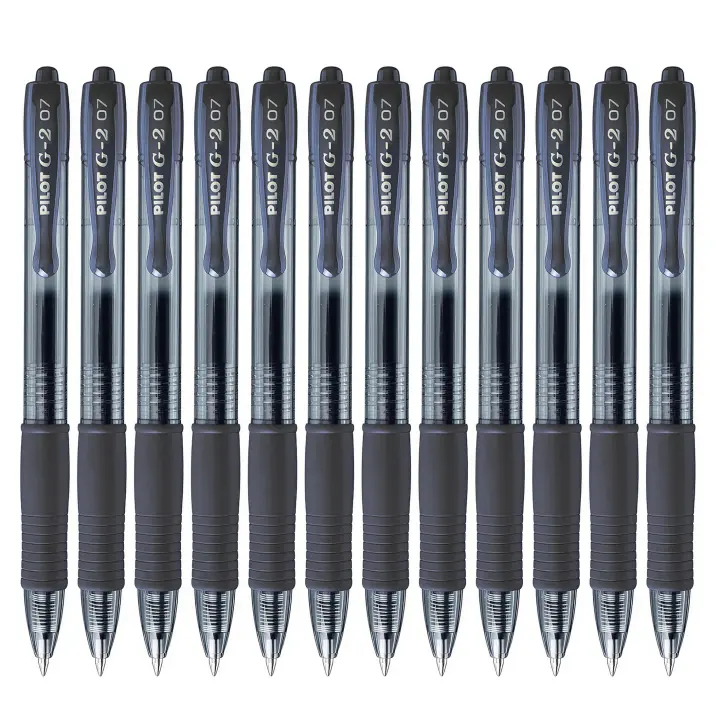 Pilot G2 07 Bolígrafo Retráctil Tinta de Gel Punta 0,7mm Recargable Color Negro (Pack de 12 Uds.) - 1