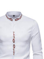 Camisa De Moda Para Hombres 2024 Con Bordado De Cola De Fénix Cuello Erguido Casual Transversal Adecuada Para Todas Las Estaciones - details 3