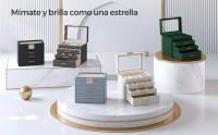 SONGMICS Caja de Joyas, Caja Joyero con 4 Niveles, Estuche para Joyería con Tapa de Cristal, 3 Cajones, para Gafas de Sol, Joyas Grandes, Moderno, Blanco Nube y Dorado/Gris y Dorado/Negro Grafito y Dorado/Verde Bosque y Dorado - details 2