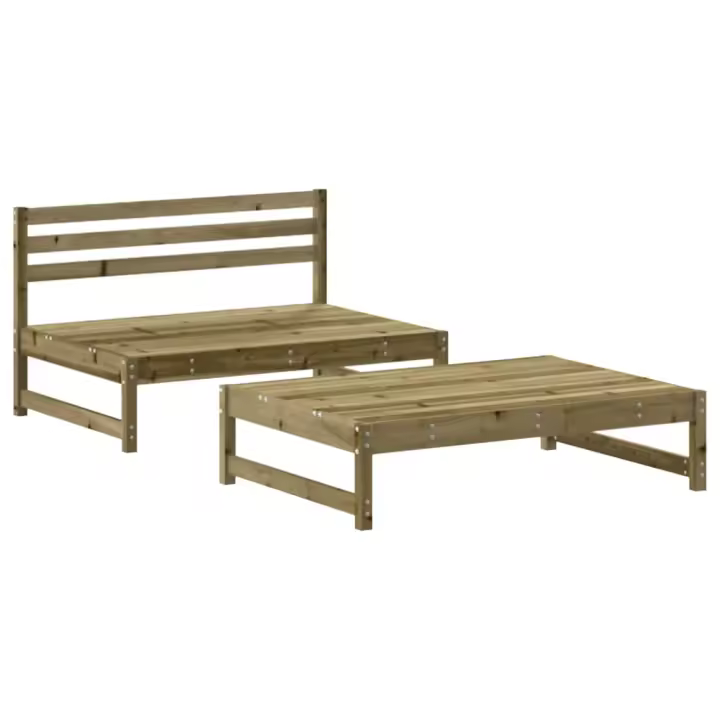 vidaXL Juego de muebles de jardín 2 pzas madera de pino impregnada - 1
