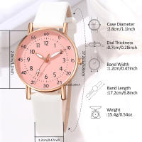 Reloj De Cuarzo Para Parejas Estilo Minimalista Blanco Con Dial En Numeros Romanos Y Correa De Cuero Rosa Ideal Regalo Para Ella - details 4