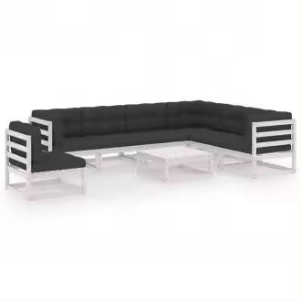 VIDAXL 3076820 set de muebles de jardín de 8 piezas en madera de pino blanco con cojines de color antracita - 1