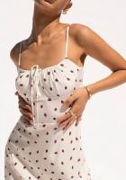 Vestido Midi De Encaje Con Estampado De Fresa Y Tirantes Cortos Para Mujer Vestido De Verano Con Cuello Cuadrado A-Line Para Chicas Jóvenes - details 3