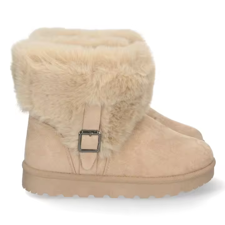 Botas australianas forradas en pelo y hebilla mujer color beige - 1