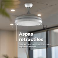 EVVO Ventilador Techo con luz, Aspas retráctiles, Ø107cm, 40W, 6 Velocidades, Temporizador 8h, Invierno-Verano, IP44. - details 1
