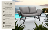 Tectake - Sofá lounge de ratán SINTRA, reposabrazos ajustables, 2 en 1, Sofá de poliratán con reposabrazos abatibles, Conjunto cómodo con cojín de asiento grueso, con cierre de velcro, y cojines de respaldo suaves, Poliratán de alta calidad, resaldo suave - details 0