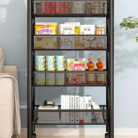 LUTODY - Carro de Almacenamiento Organizador Metálico de Varios Niveles con Ruedas, Carrito Auxiliar Compacto, Verdulero, Frutero, Multiuso para Cocina - details 4