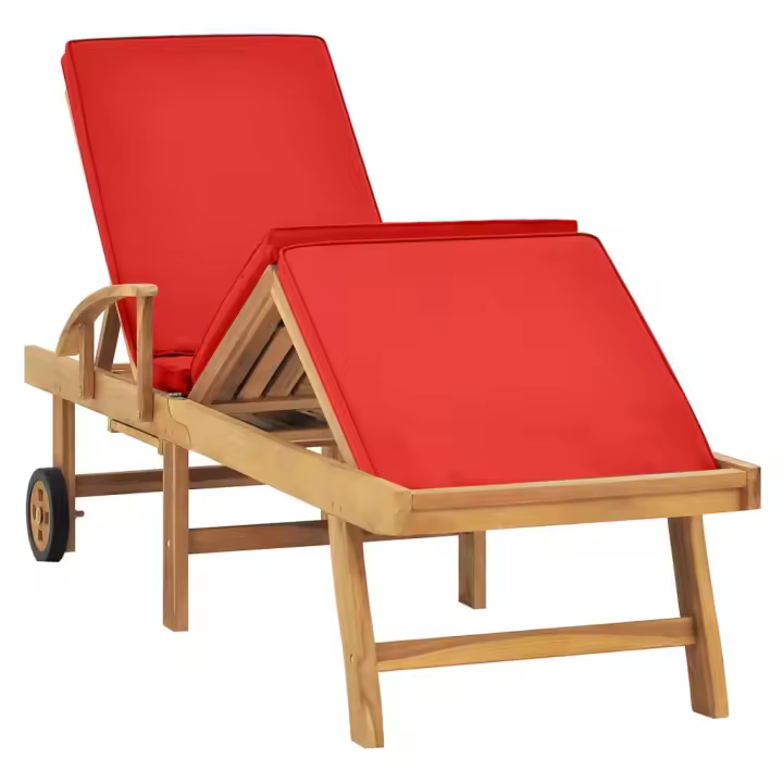 vidaXL Tumbona con cojín madera maciza de teca Crema, Gris oscuro, Verde Sillas de Exterior Ideal para jardín, playa, piscina, terraza Tumbona Piscina Tumbonas Playa Tumbonas Jardín Exterior - 1
