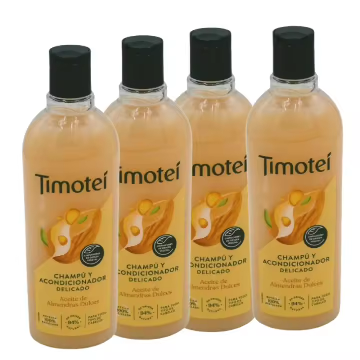 Champú Timotei 2 en 1 Almendras 400 ml x 4 Uds., Fórmula Suave con Acondicionador Natural, Ideal para Hidratación Diaria sin Parabenos - 1