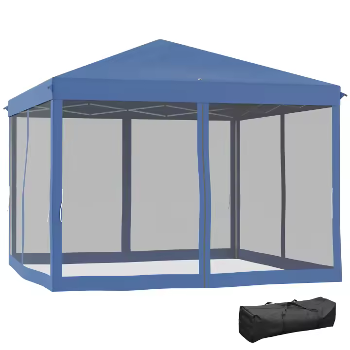 Outsunny Carpa Plegable 3x3m Paredes de Mosquitera Extraíbles con Cremallera 4 Orificios de Drenaje Tela Oxford 420D para Jardín Fiestas - 1