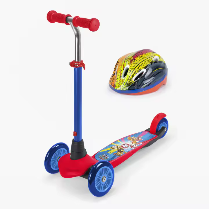 SET de Patinete infantil 3 Ruedas Ryder Choose your color Paw Patrol y casco con print de tendencia Gratis! (4194) Scooter 2 ruedas frontales, montaje con un solo click. Ligero, resistente, máxima calidad.+2 años. - 1