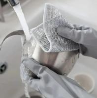 10pcs Paño De Limpieza Mágico Con Alambre De Plata Esponja Integrada Microfibra Gruesa Para Cocina Ropa De Limpieza De Acero - details 4