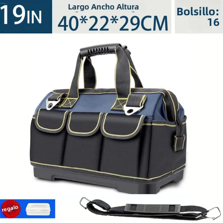 Bolsa De Herramientas Multifuncional De 23 Pulgadas Capacidad Grande Resistente Al Agua Y Al Desgaste Con Múltiples Bolsillos Para Electricistas - 1