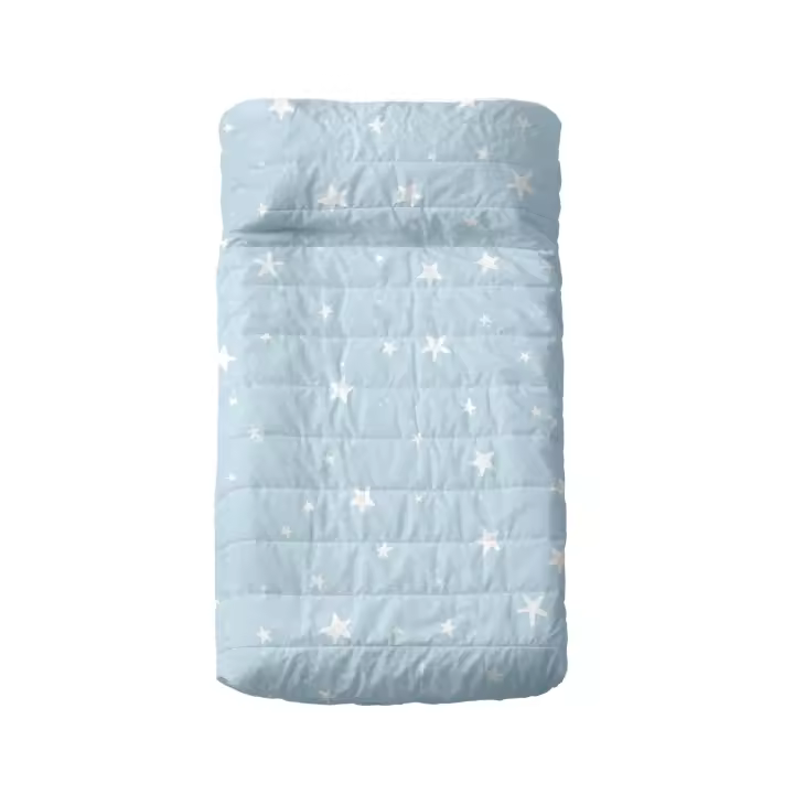 Happyfriday- Little star blue Colcha Cuna (100x130 cm), Colchas infantiles 100% Algodón (exterior) 100% Poliéster (relleno), calidad de 150 TC, Fabricado en España - 1