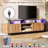 Modern para TV de hasta 70 pulgadas, almacenamiento Abierto with Pantalla LED, para muebles de dormitorio y Salón, muebles originales en color Madera, Marco Negro - details 2