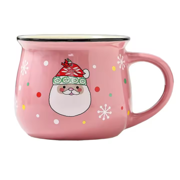 Taza De Cerámica De 350ML Para Regalo De Navidad Con Diseño De Santa Y Ciervo Taza De Café Para Oficina Y Hogar Taza De Leche Taza De Té - 1
