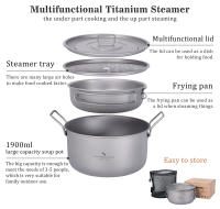 Juego De Cocina Para Camping Boundless Voyage Sartén Multifuncional De Titanio Con Vaporizador Y Olla Para Sopa Ti2057C Kit De Comedor Exterior - details 1
