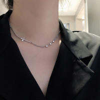 Collar Colgante Vintage ANENJERY Estrella Cruzada Cadena Clavícula Plata Tailandesa Para Mujer Joyería S-N626 Geométrica - details 5
