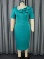 Vestido Elegante Para Mujer Con Floral 3D Mangas Cortas Cintura Alta Ajustado Para Fiesta De Cumpleaños Noche Boda Invitado Navidad - details 1