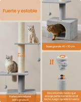 Árbol para Gatos, Torre de Suelo a Techo, Altura Ajustable 231-291 cm, Alto y Multinivel, Diámetro 11 cm, Gruesos Postes, Cueva, Hamaca, Plataforma - details 9