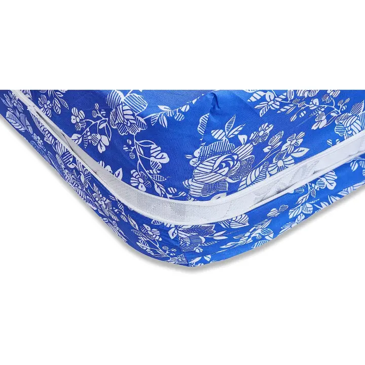 DECASATEXTIL- Funda de colchón de Azul con Estampado Floral - Disponible en Diferentes Medidas – Transpirable, Adaptable. - 1